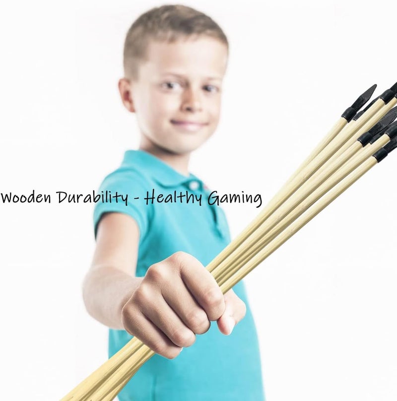Basbon 16 Pcs Wooden Feather Arrows Soft Rubber Tips, 17 Inch Handmade Wooden Toy Arrow for Kids and Beginners, Archery Bows Outdoor Play Cosplay Costume Decoration - Image 3